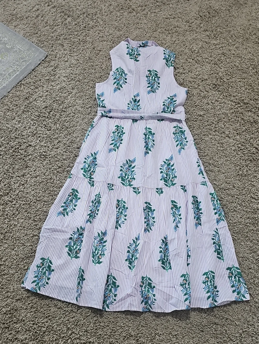 NWT J. Crew Dress Sleeveless Button Up 100% Cotton Collared Shirt Midi Floral